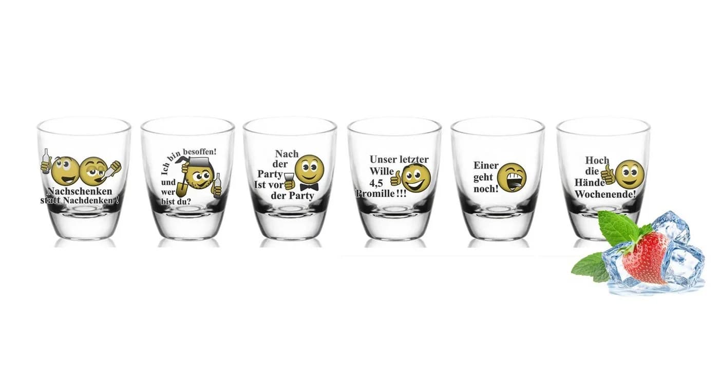 Sendez Schnapsglas-Set 6-tlg. mit Sprüchen, Glas, transparent - Bild 2