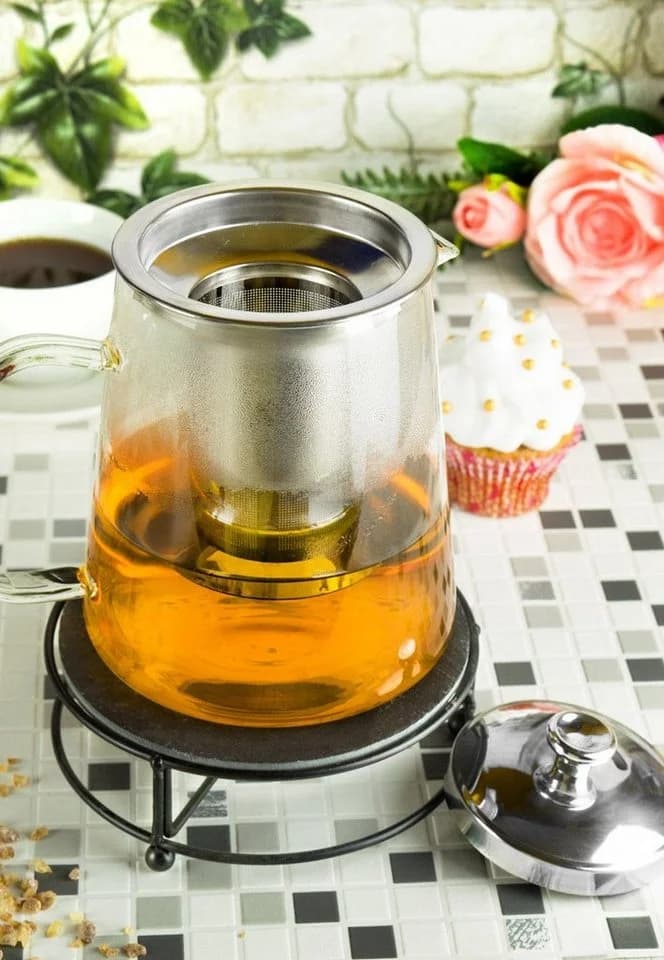 Sendez Teekanne 1,2L mit Edelstahl-Sieb & Stövchen - Bild 4