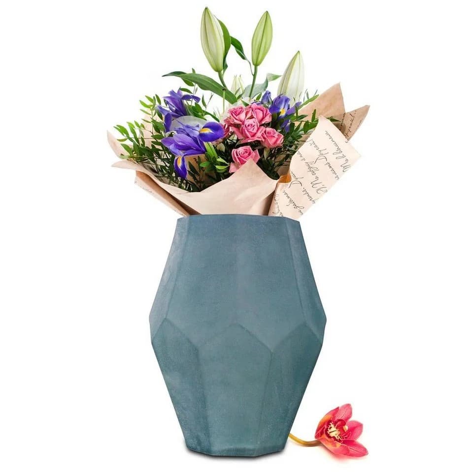 Sendez Dekovase Blumenvase Glasvase Vintage Blau