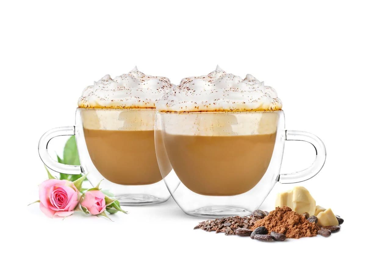 SendeZ Thermoglas 4-tlg. Doppelwandige Cappuccino Tassen mit Henkel 300ml Glas - Bild 2