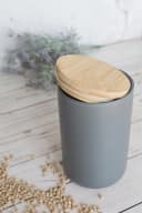 Sendez Vorratsdose Grau Porzellan mit Holzdeckel Bild 5