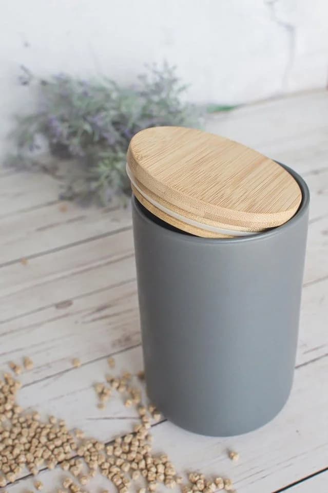 Sendez Vorratsdose Grau Porzellan mit Holzdeckel - Bild 5