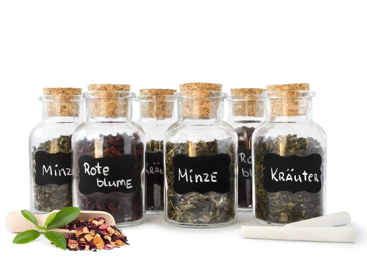 Sendez Gewürzbehälter 12-tlg. Glas mit Korkverschluss + Etiketten - Bild 2