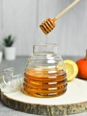 Sendez Honigglas 3-tlg. Borosilikatglas mit Holzlöffel Bild 4