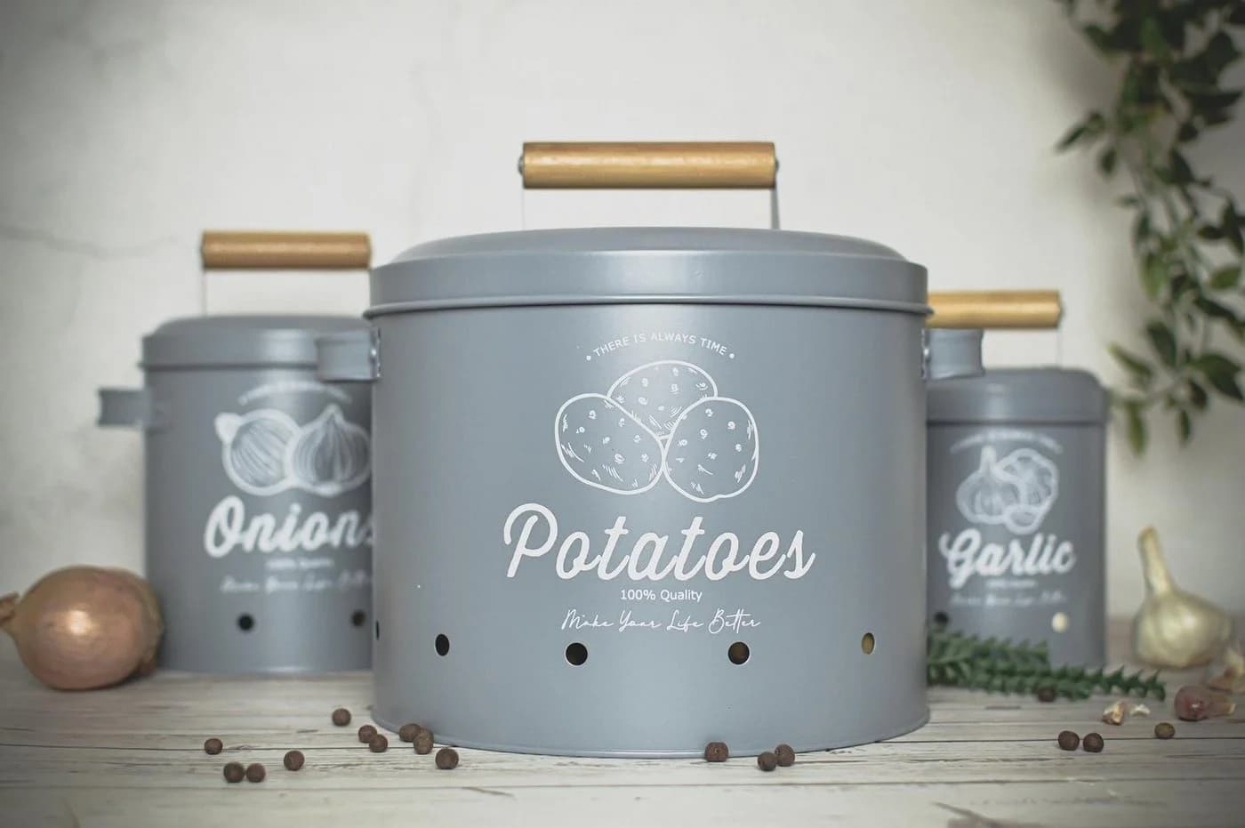 Sendez Vorratsdosen Set 3-teilig Grau mit Luftlöchern
