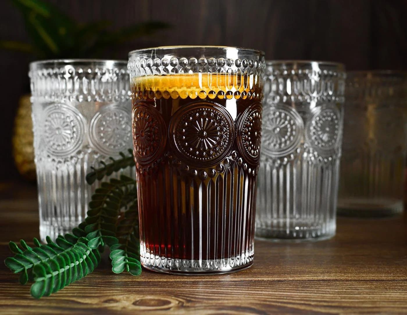 Sendez Longdrinkglas-Set 6-tlg. 340ml Glas Reliefmuster - Bild 3