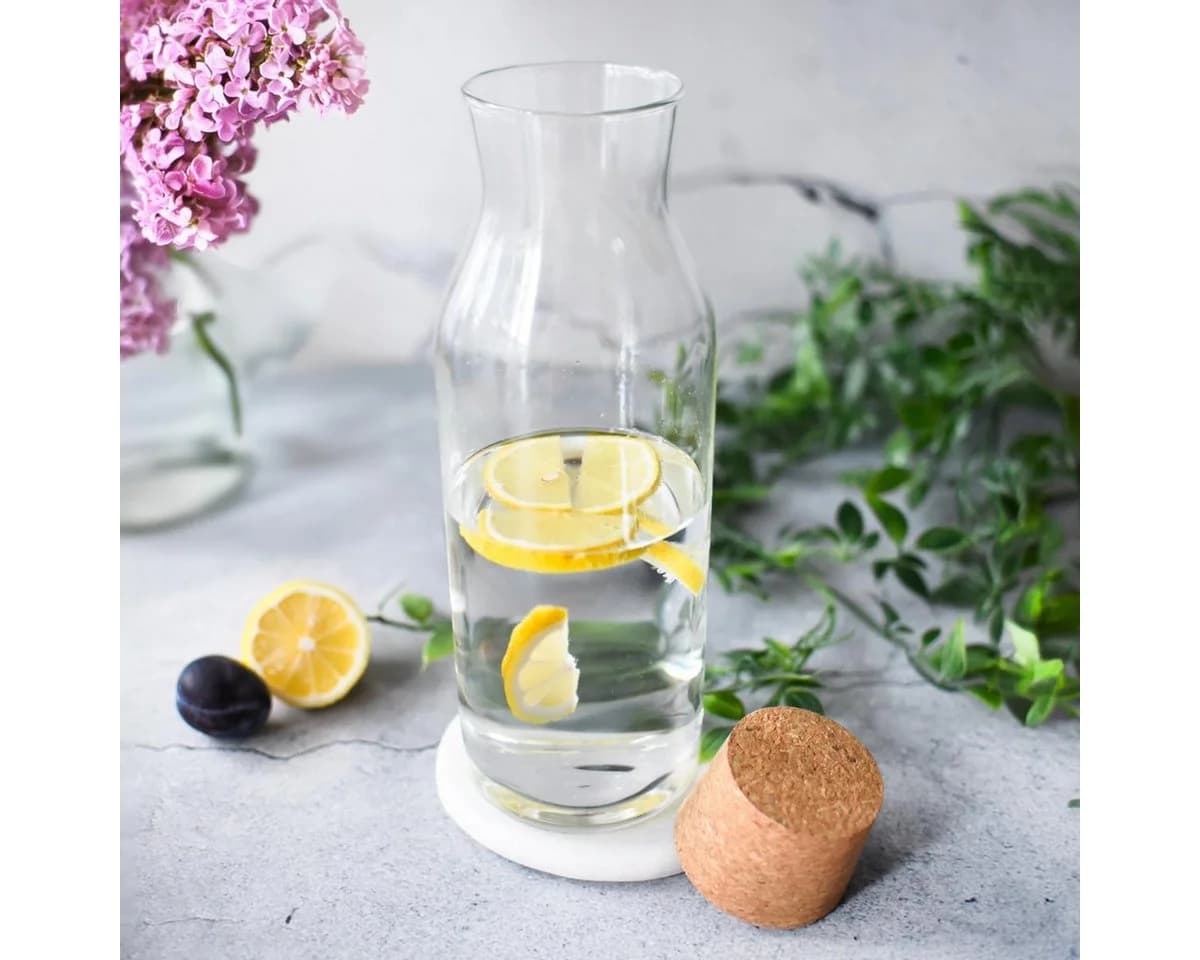 Sendez Wasserkaraffe 2er-Set 1L Glas mit Korkdeckel - Bild 3