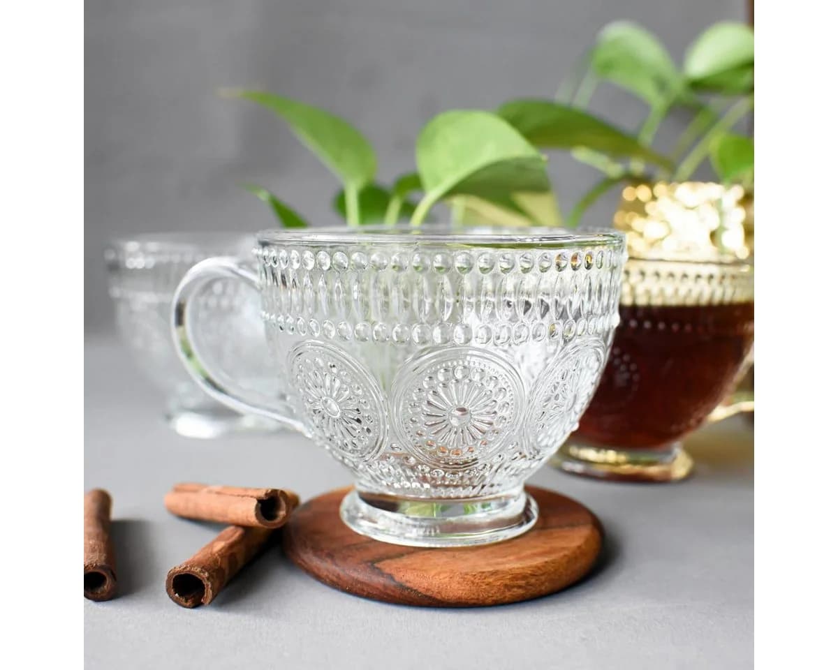 Sendez Cappuccinotasse 6-tlg. Relief Glas 430ml Transparent