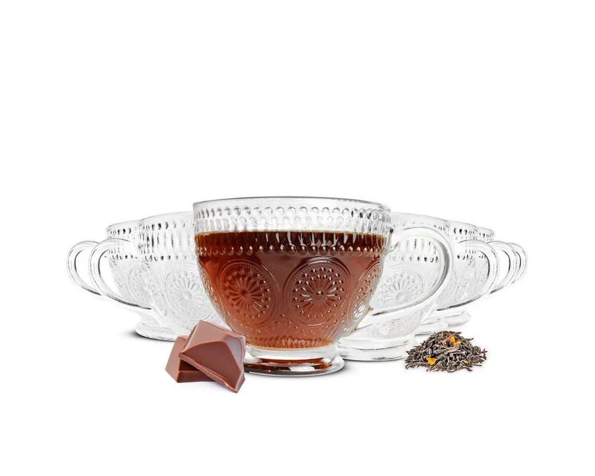 Sendez Cappuccinotasse 6-tlg. Relief Glas 430ml Transparent - Bild 2