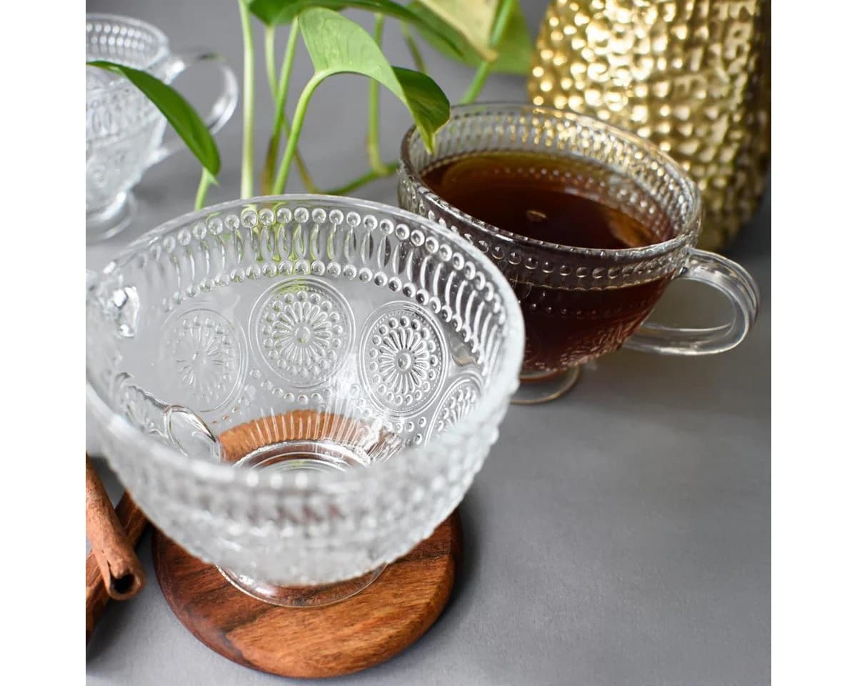 Sendez Cappuccinotasse 6-tlg. Relief Glas 430ml Transparent - Bild 4