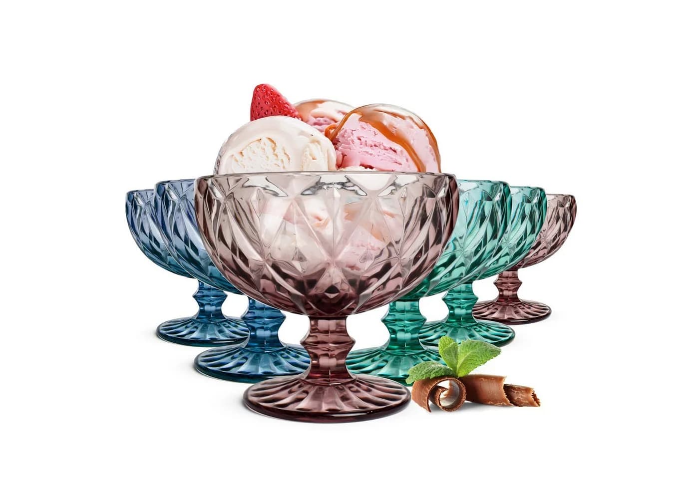 SendeZ 6-teiliges Glas-Set Bunt Eisbecher Cocktailgläser 300ml - Bild 2
