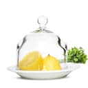 Sendez Käseglocke Glashaube mit Porzellanteller Weiß Bild 2