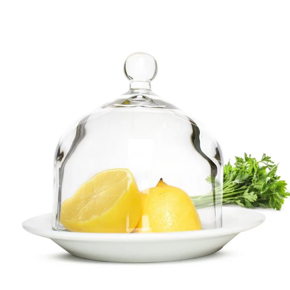 Sendez Käseglocke Glashaube mit Porzellanteller Weiß - Bild 2