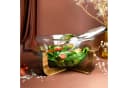 Sendez Salatschale Glas mit Edelstahlbesteck auf Akazienholz-Gestell Bild 1