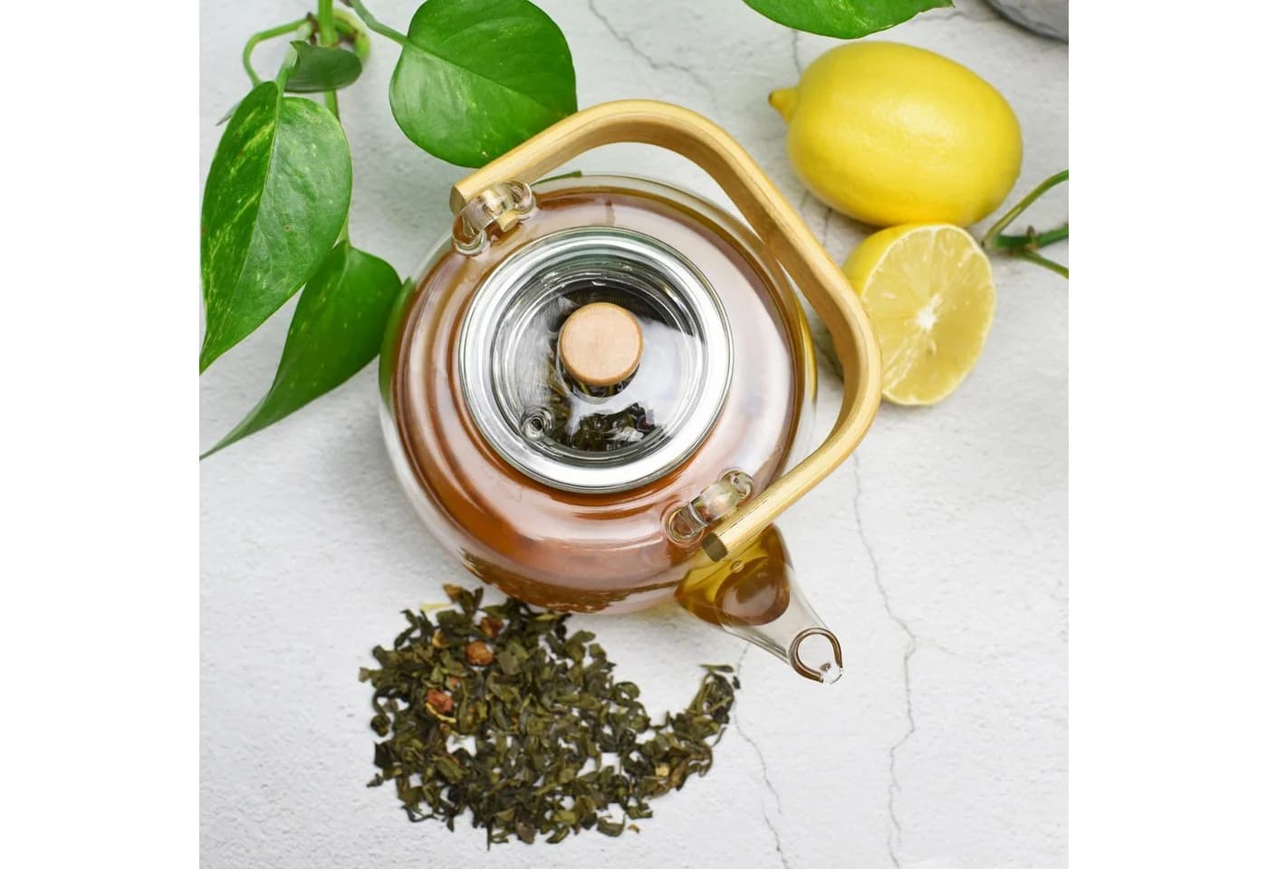 Sendez Teekanne mit Bambusgriff und Edelstahlsieb, 950 ml Glas - Bild 4