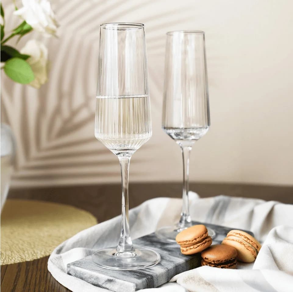 Sendez Sektglas 4er Set 250 ml geriffelt Glas