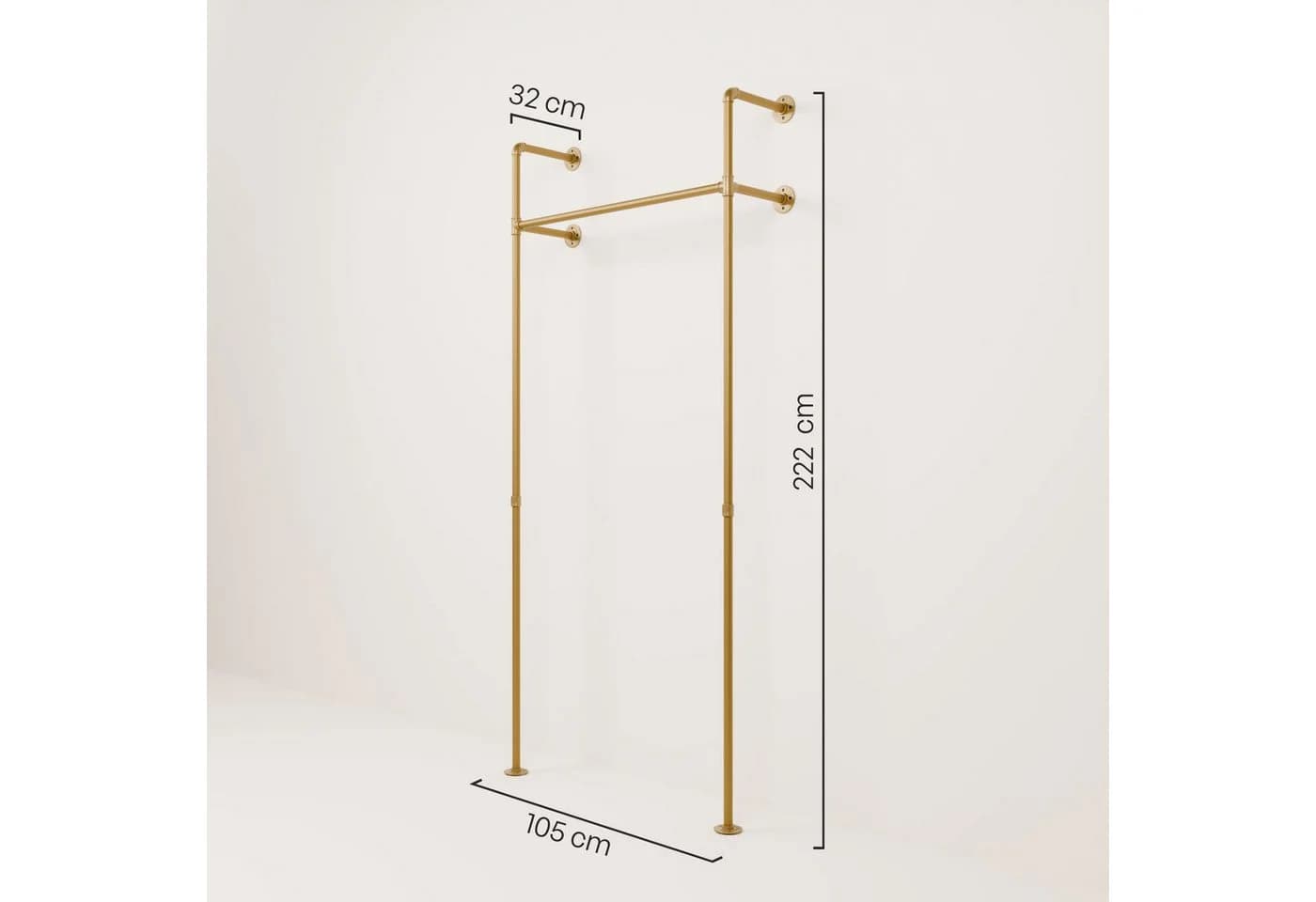 pamo. design Kleiderständer KIM Wandmontage Gold Industrial
