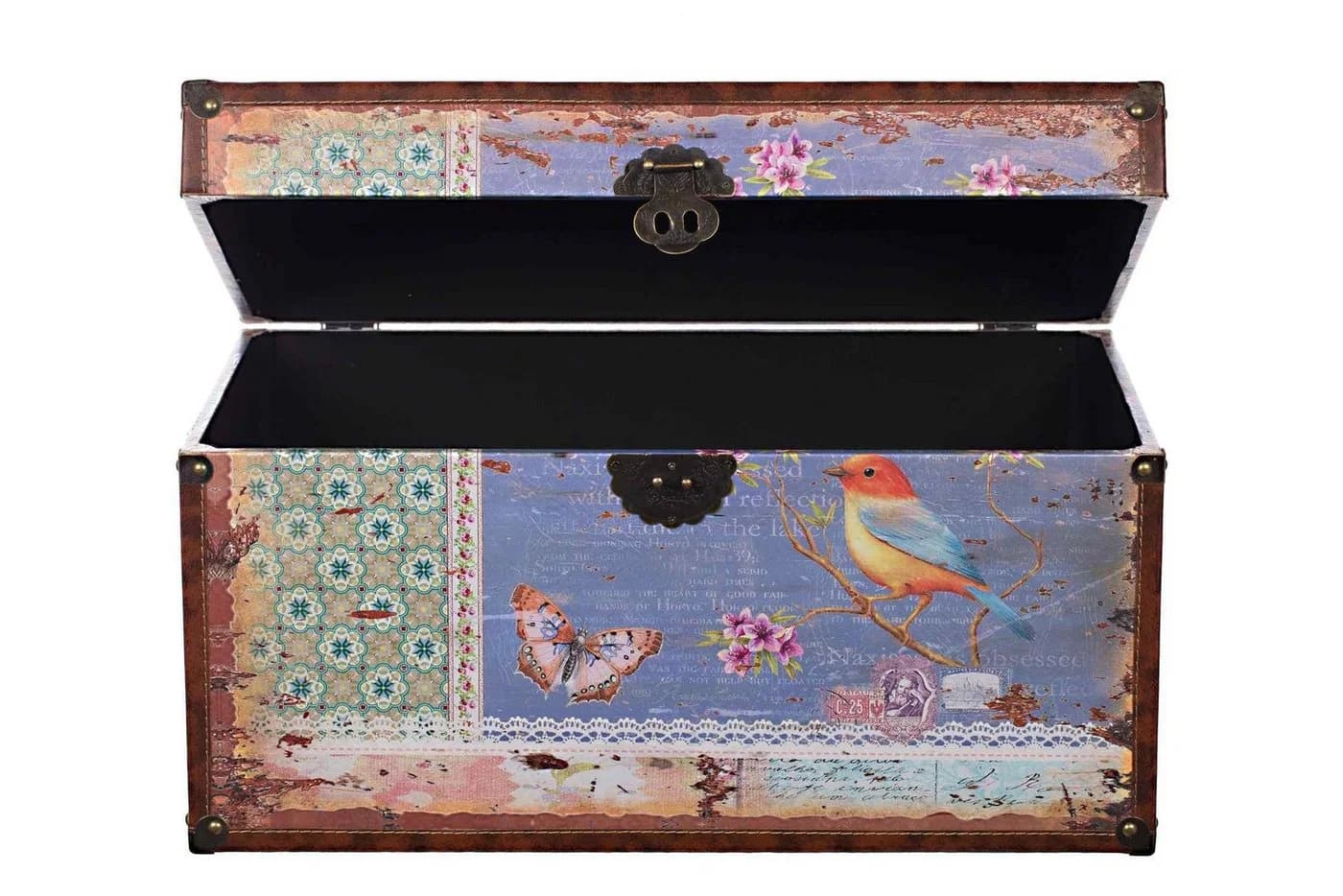 BIRENDY Dekotruhe Vogel Holztruhe Vintage Kunstleder