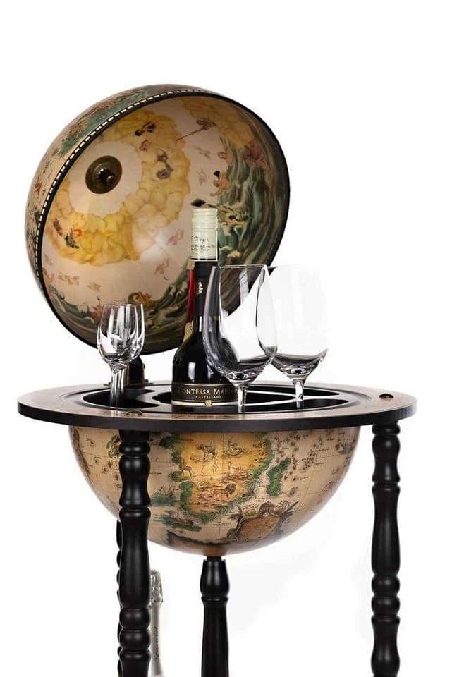 BIRENDY Barwagen Globus Schwarzweiß Deko Hausbar - Bild 5