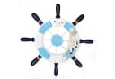 BIRENDY Dekoobjekt Steuerrad 33cm Blau/Weiß Nautik Holz Bild 2