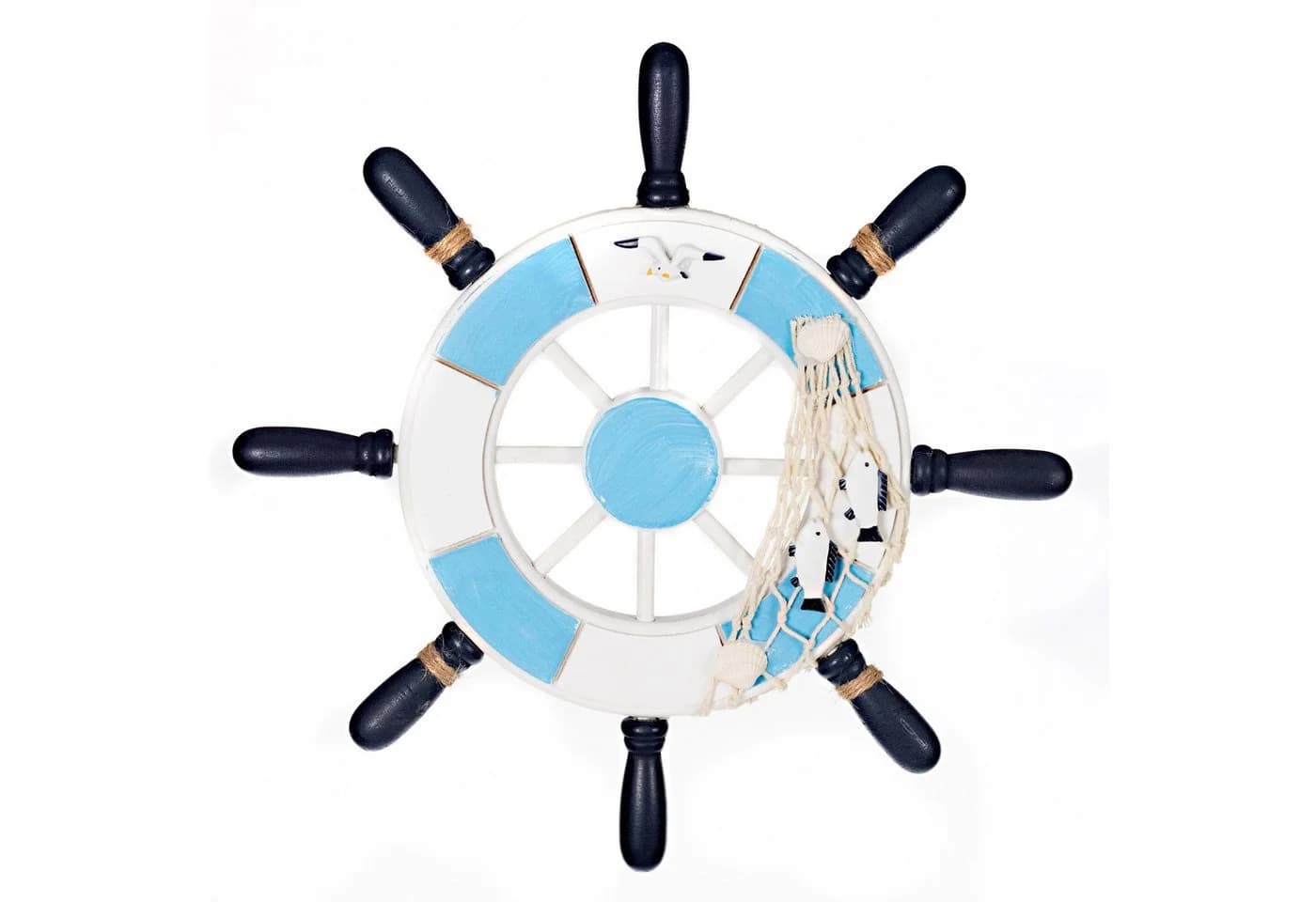 BIRENDY Dekoobjekt Steuerrad 33cm Blau/Weiß Nautik Holz - Bild 2