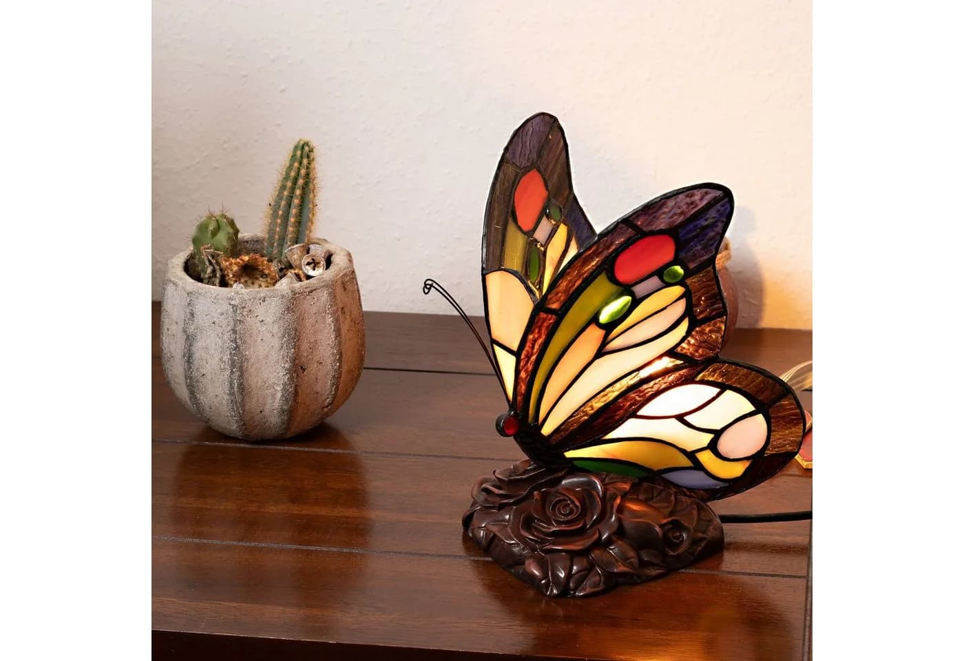BIRENDY Stehlampe Tiffany-Style Schmetterling Dekorationslampe