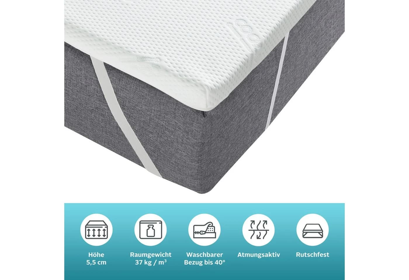 OTTO HOME Topper Aquam Weiß Kaltschaum 140x200 cm Härtegrad 5 - Bild 3