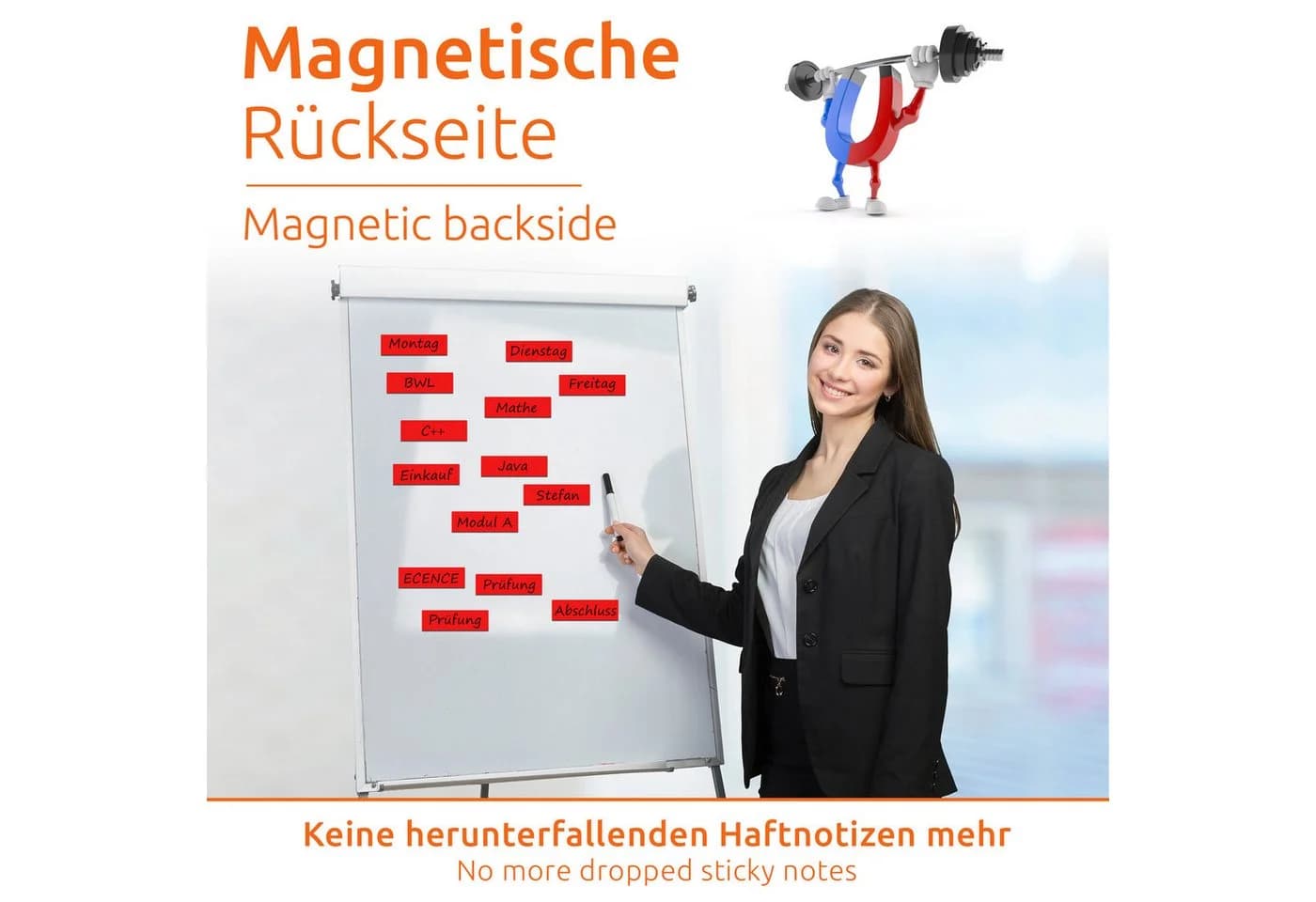 ECENCE Magnetstreifen beschreibbar Rot 75er Set abwischbar - Bild 4