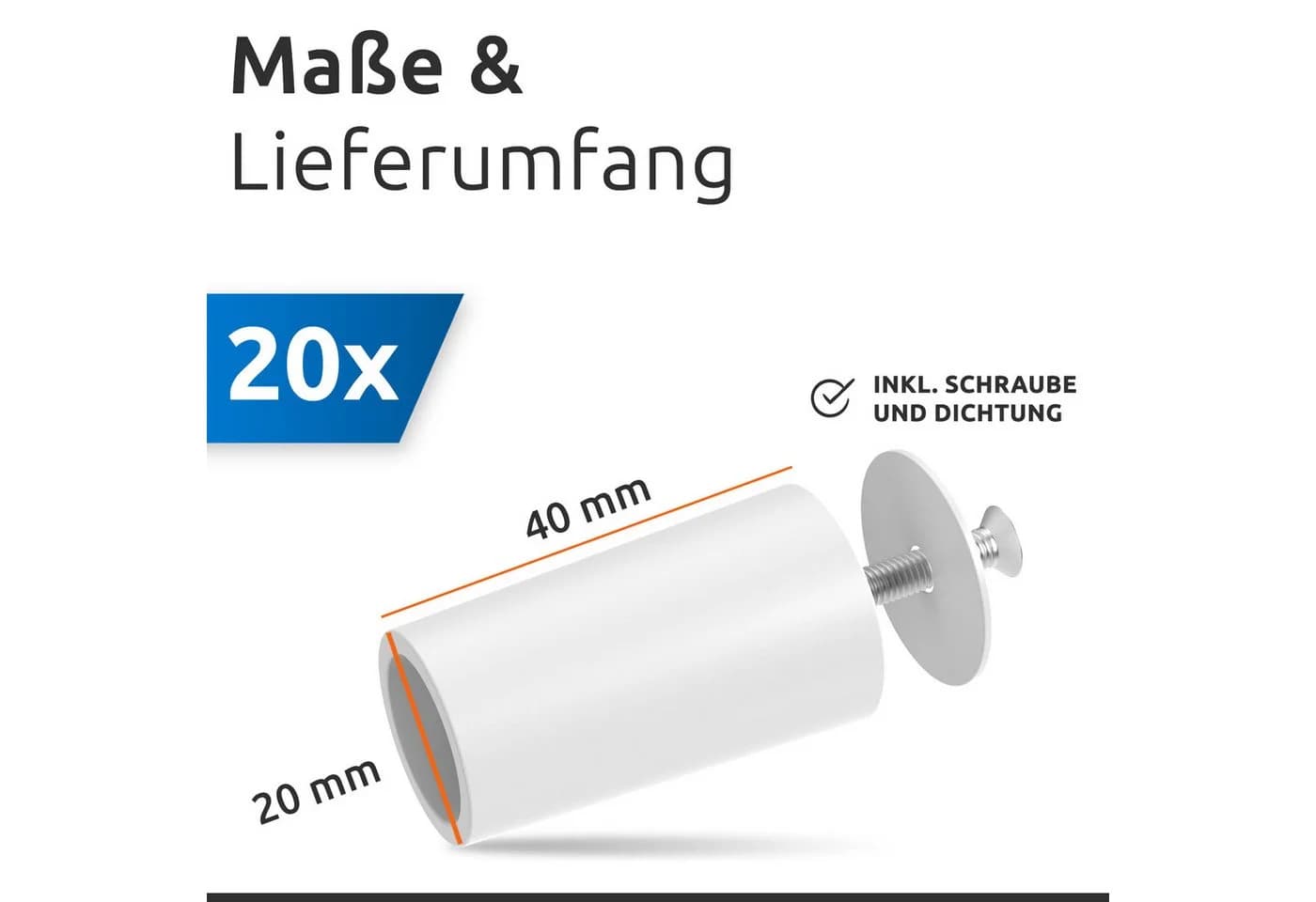 ECENCE Rollladen-Anschlagstopper 20er Set 40mm Weiß - Bild 4