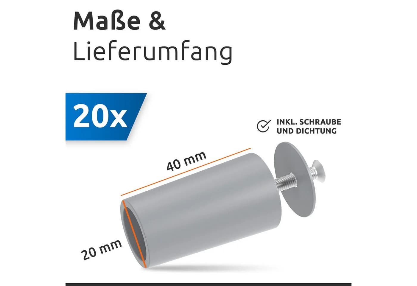 ECENCE Rollladen-Anschlagstopper 20er Set Grau 40mm - Bild 4