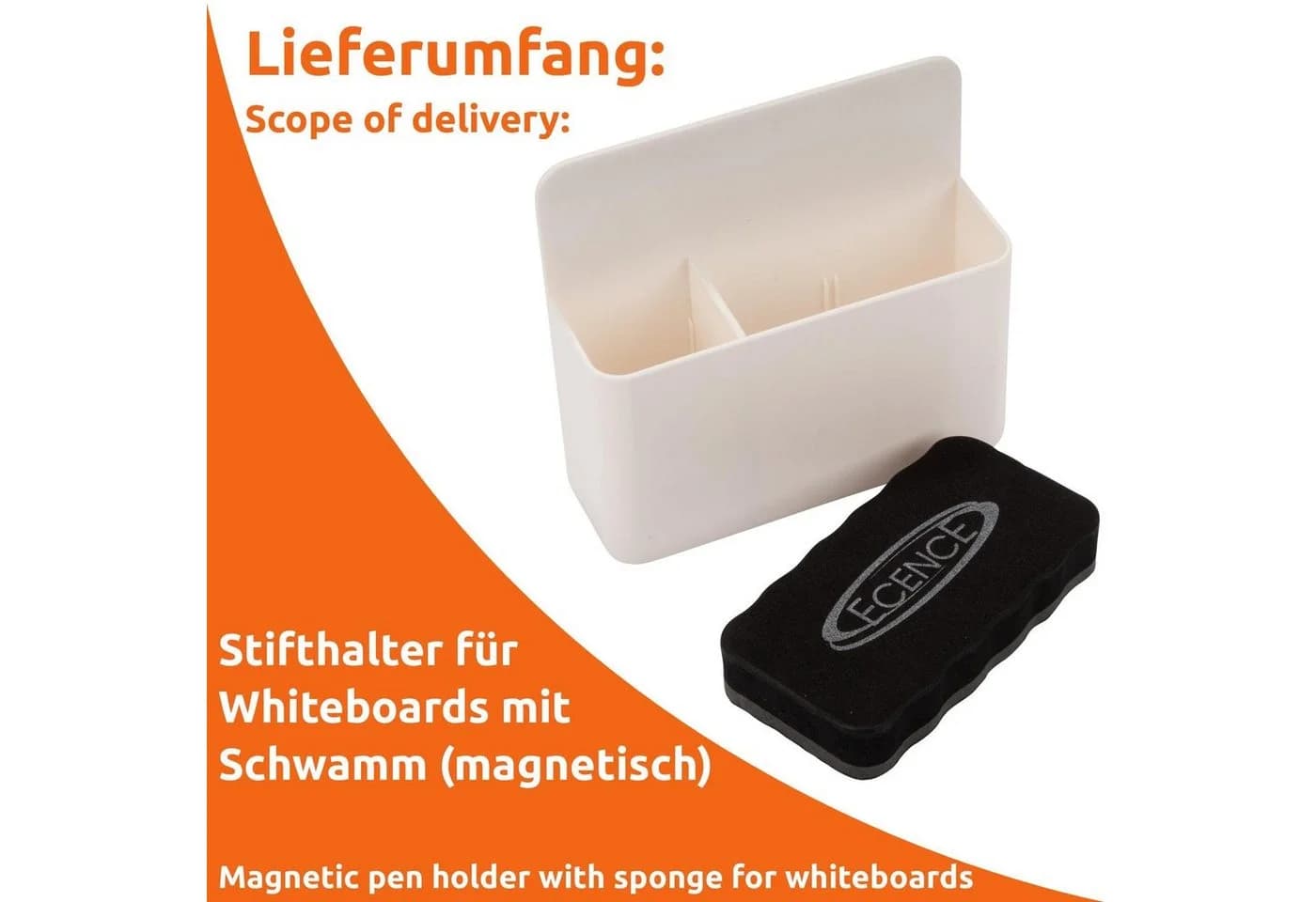 ECENCE Magnettafel Stiftehalter Magnetisch Weiß 2 Fächer - Bild 4