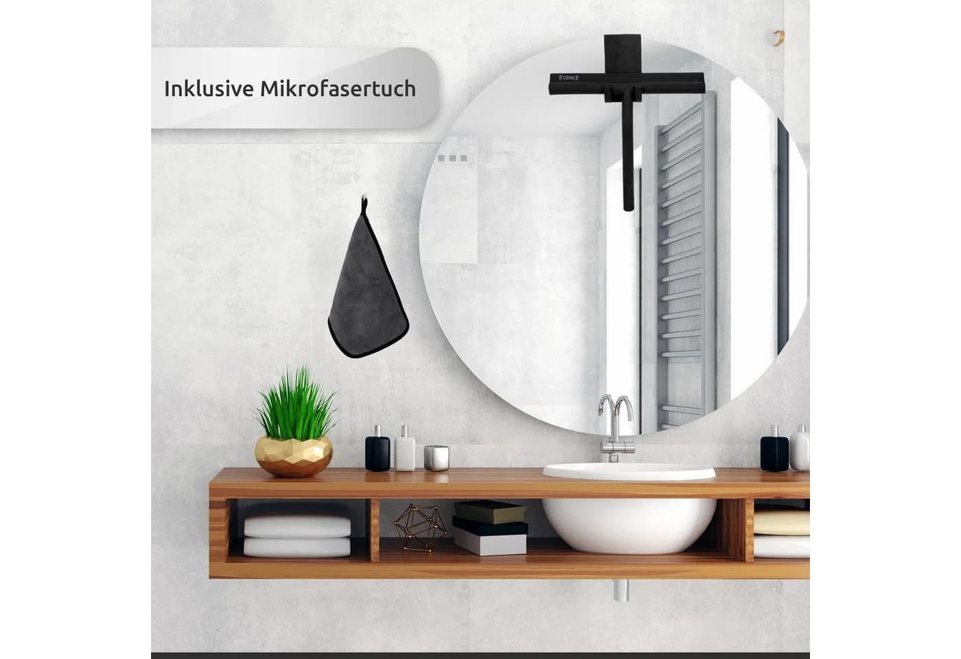 ECENCE Duschabzieher Silikon Schwarz mit Halterung - Bild 3
