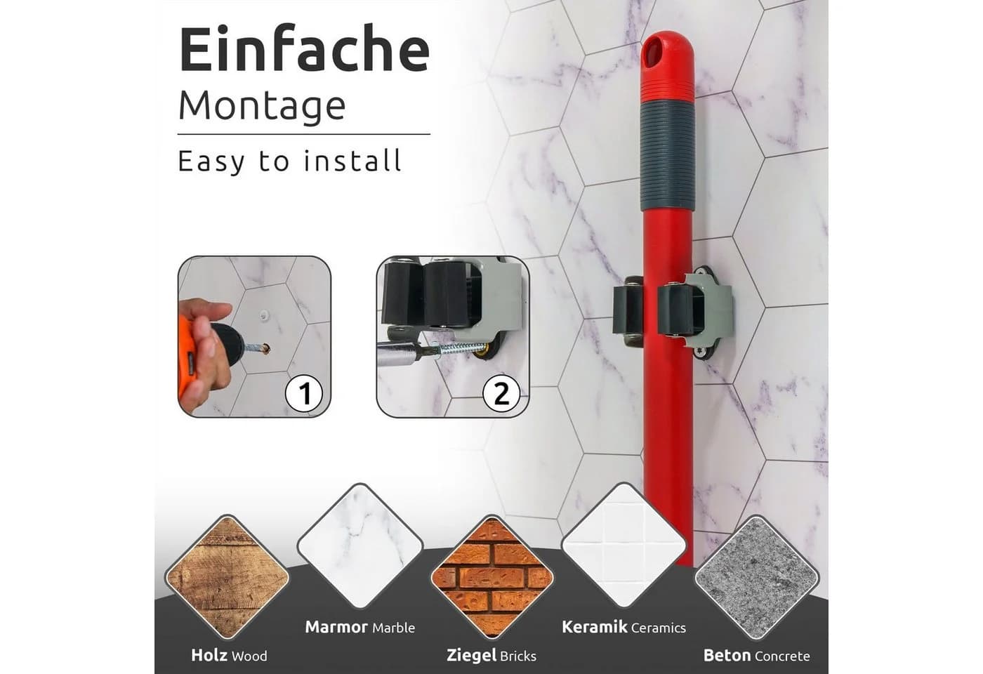 ECENCE Gartengerätehalter 8x Wandhalterung Federstahl - Bild 3