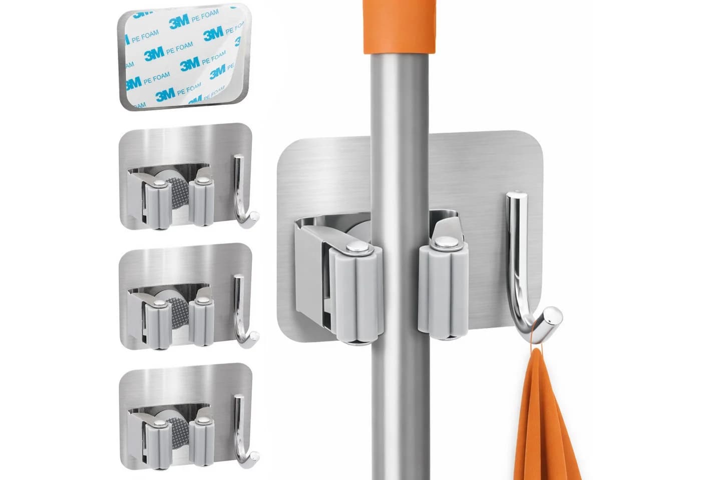 ECENCE Gerätehalter 4x Selbstklebend Silber Stahl - Bild 2