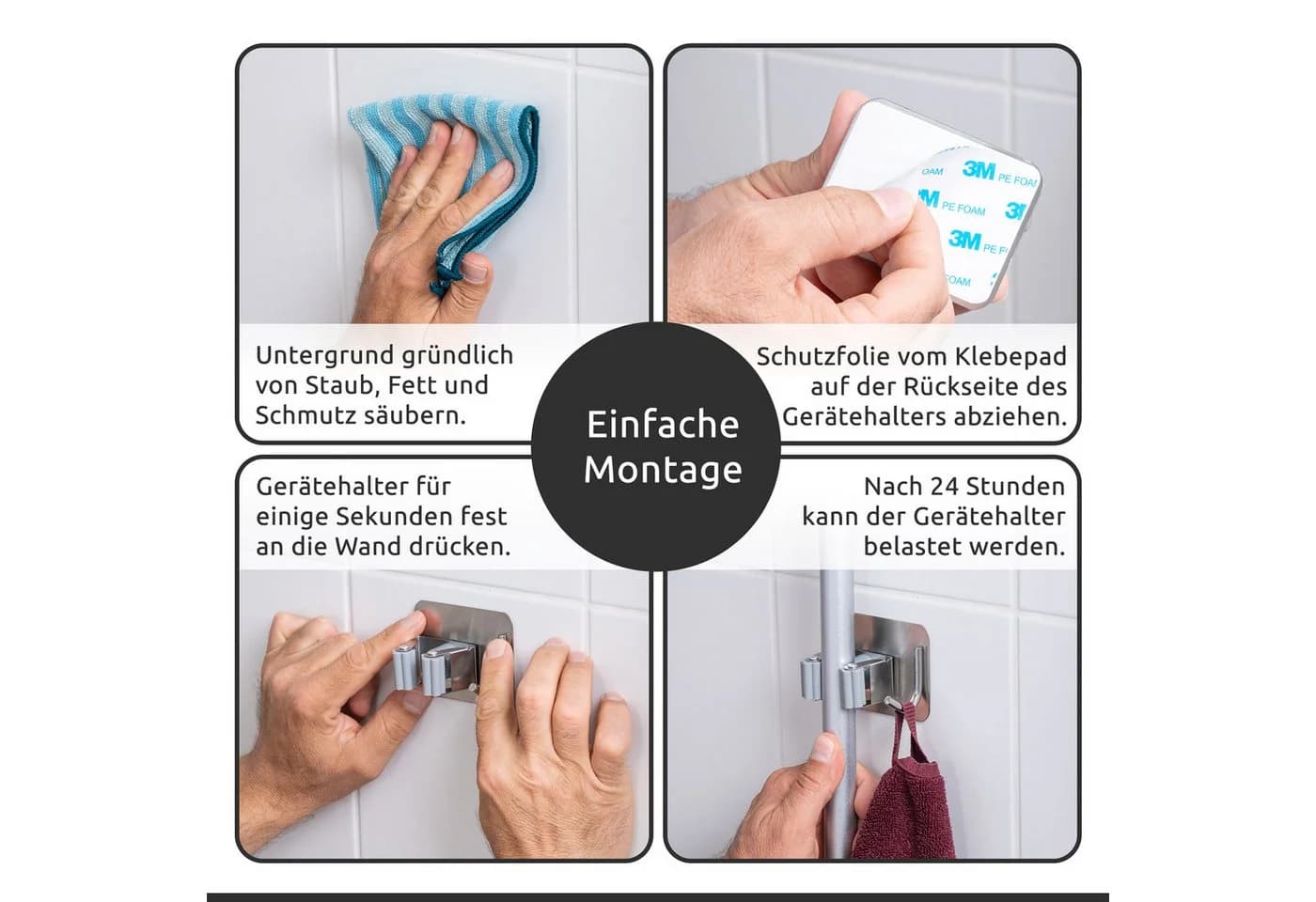 ECENCE Gerätehalter 4x Selbstklebend Silber Stahl - Bild 5