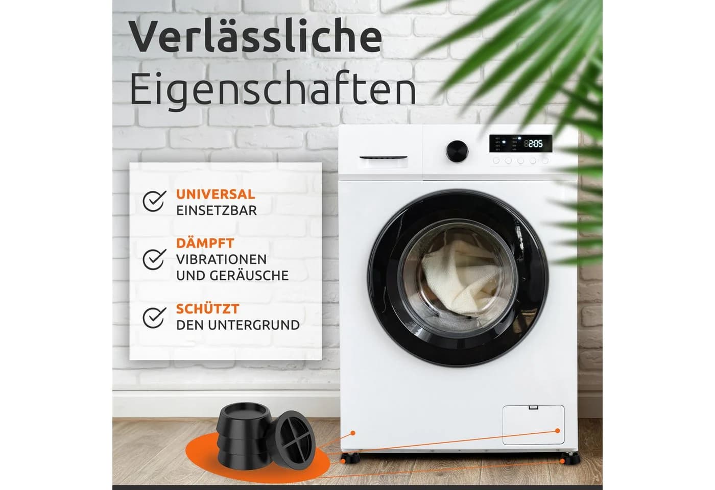 ECENCE Vibrationsdämpfer Gummi-Füße Schwarz 4er Set
