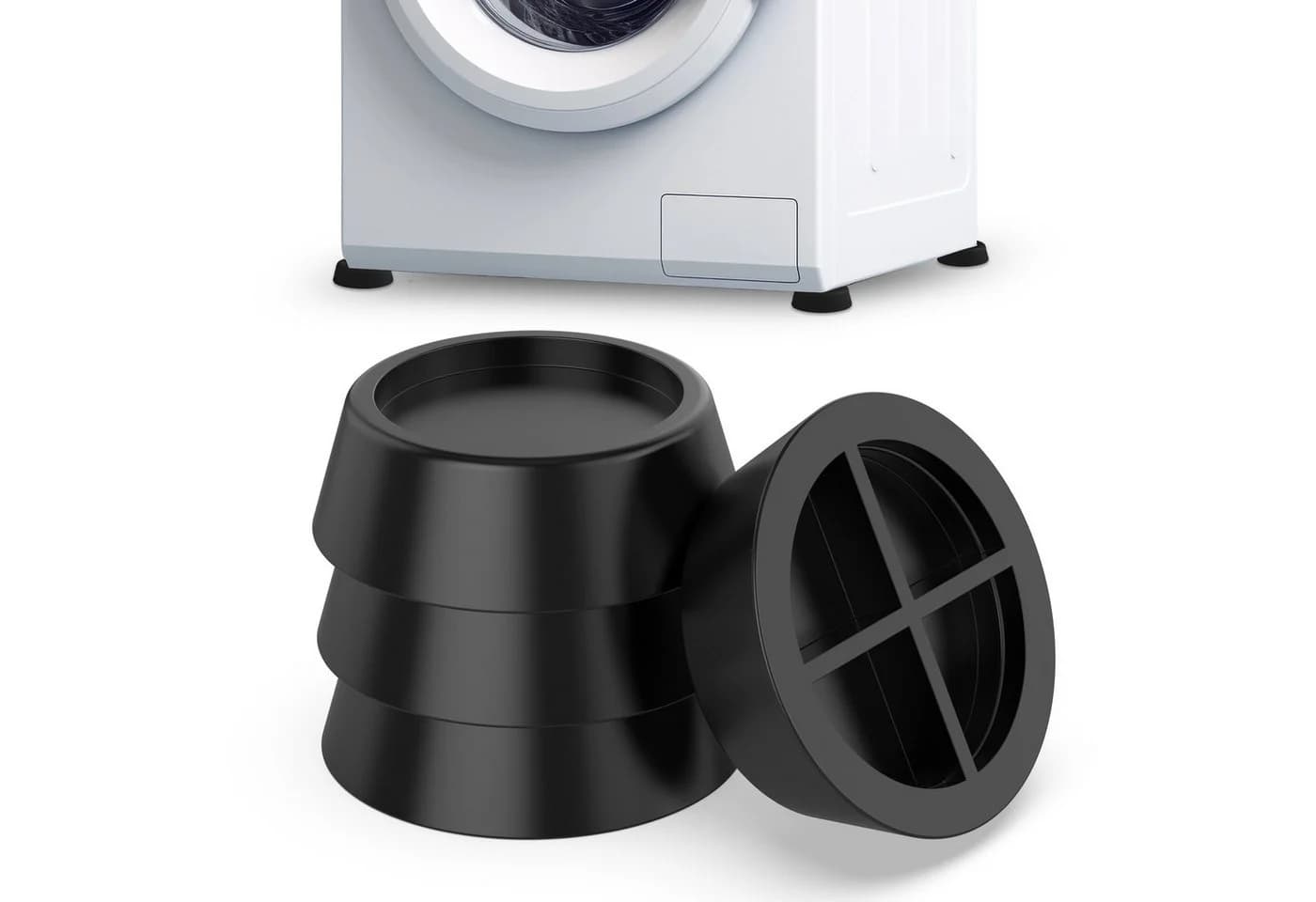 ECENCE Vibrationsdämpfer Gummi-Füße Schwarz 4er Set - Bild 2