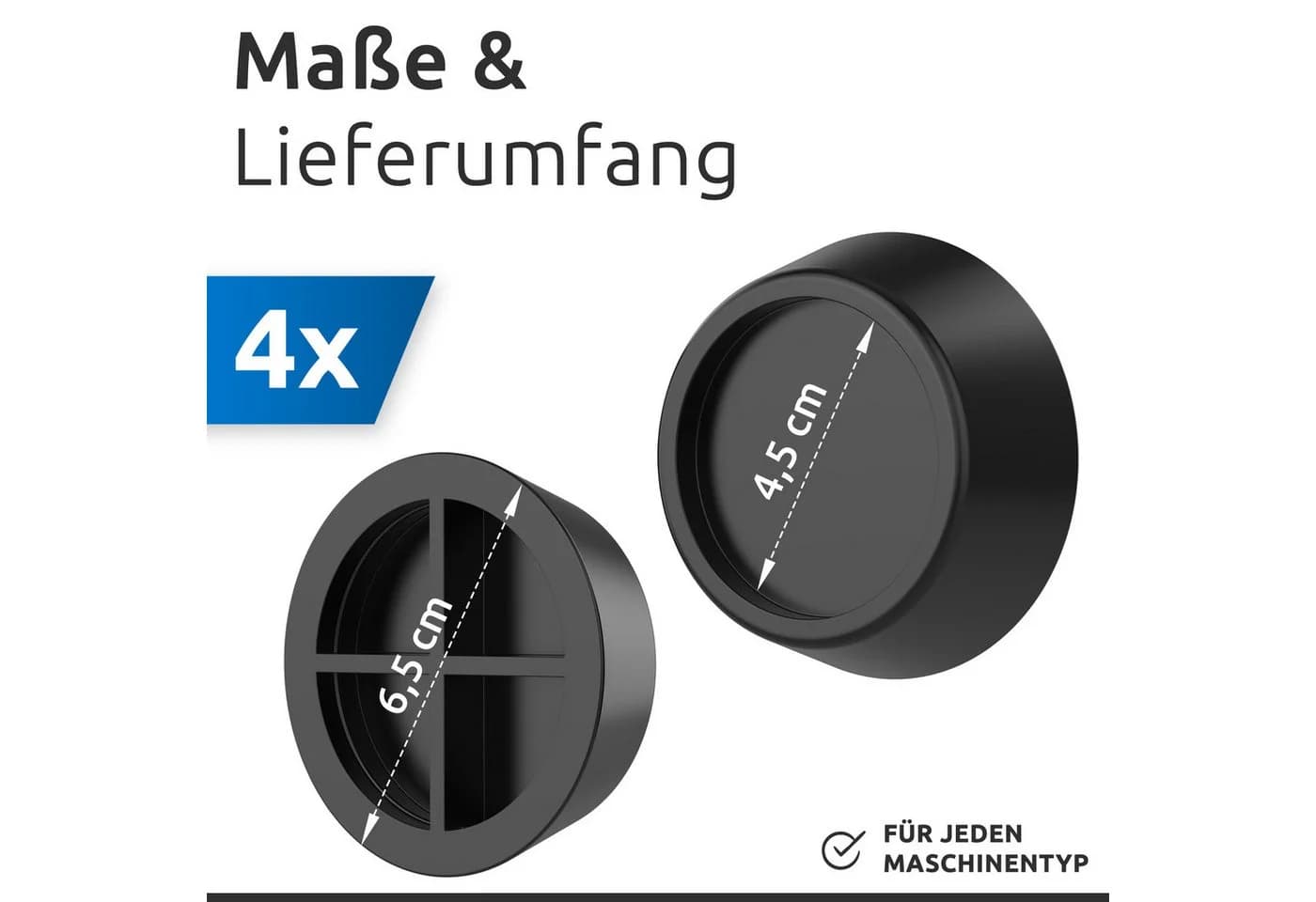 ECENCE Vibrationsdämpfer Gummi-Füße Schwarz 4er Set - Bild 3