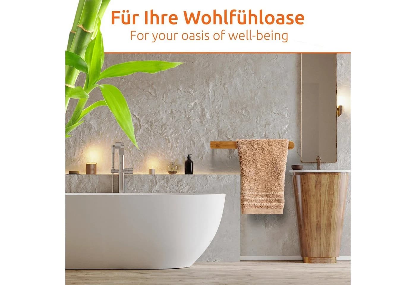 ECENCE Handtuchhalter Holz ohne Bohren Handtuchstange Bambus Natur - Bild 3
