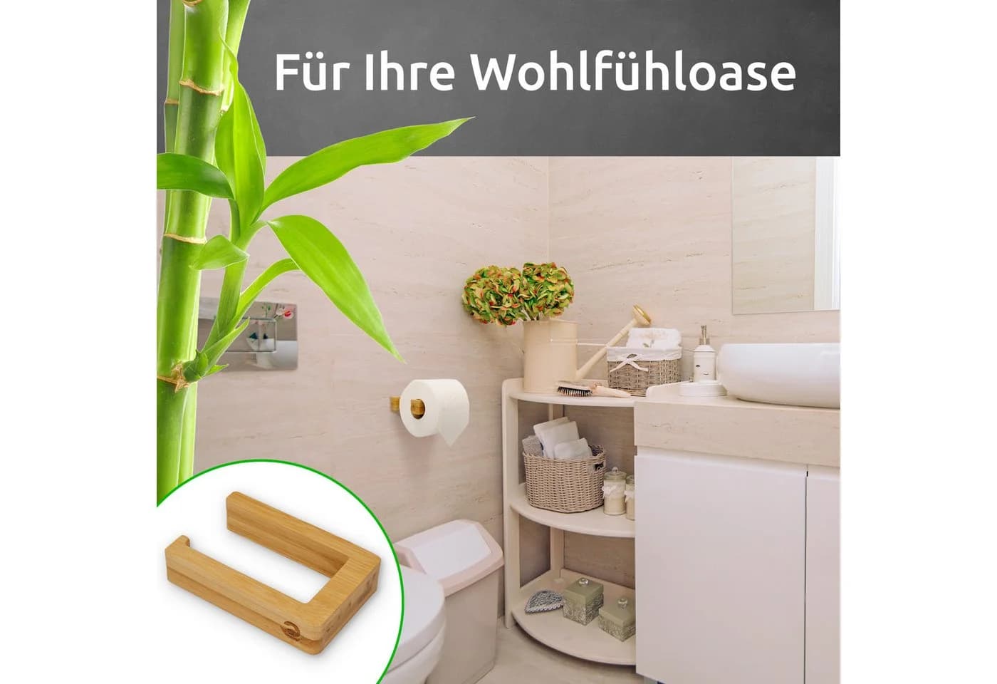 ECENCE Toilettenpapierhalter Holz Selbstklebend Ohne Bohren