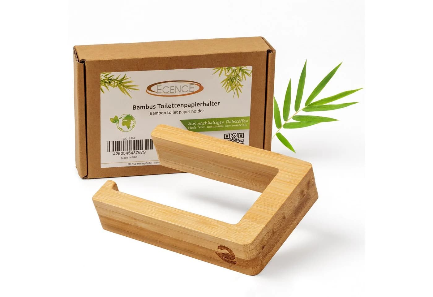 ECENCE Toilettenpapierhalter Holz Selbstklebend Ohne Bohren - Bild 2