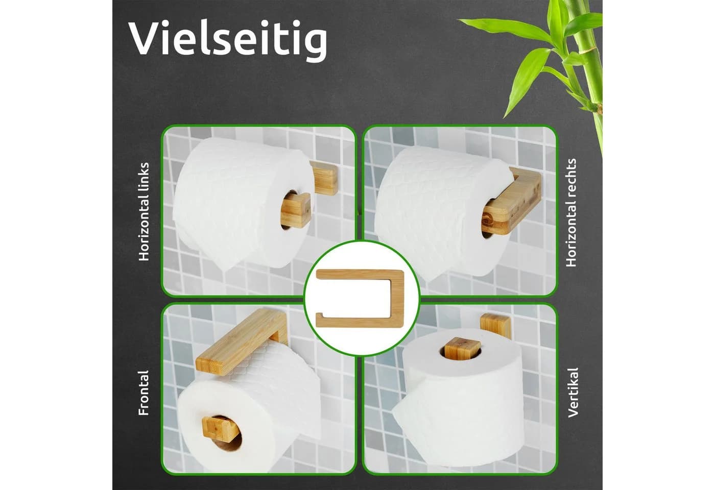 ECENCE Toilettenpapierhalter Holz Selbstklebend Ohne Bohren - Bild 3
