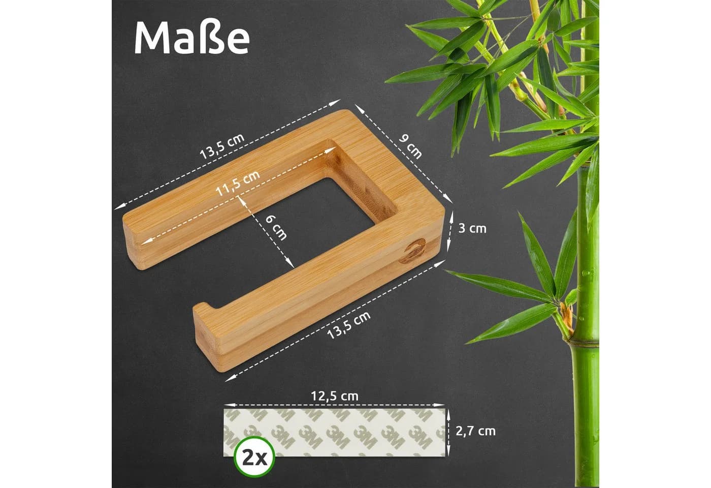 ECENCE Toilettenpapierhalter Holz Selbstklebend Ohne Bohren - Bild 4