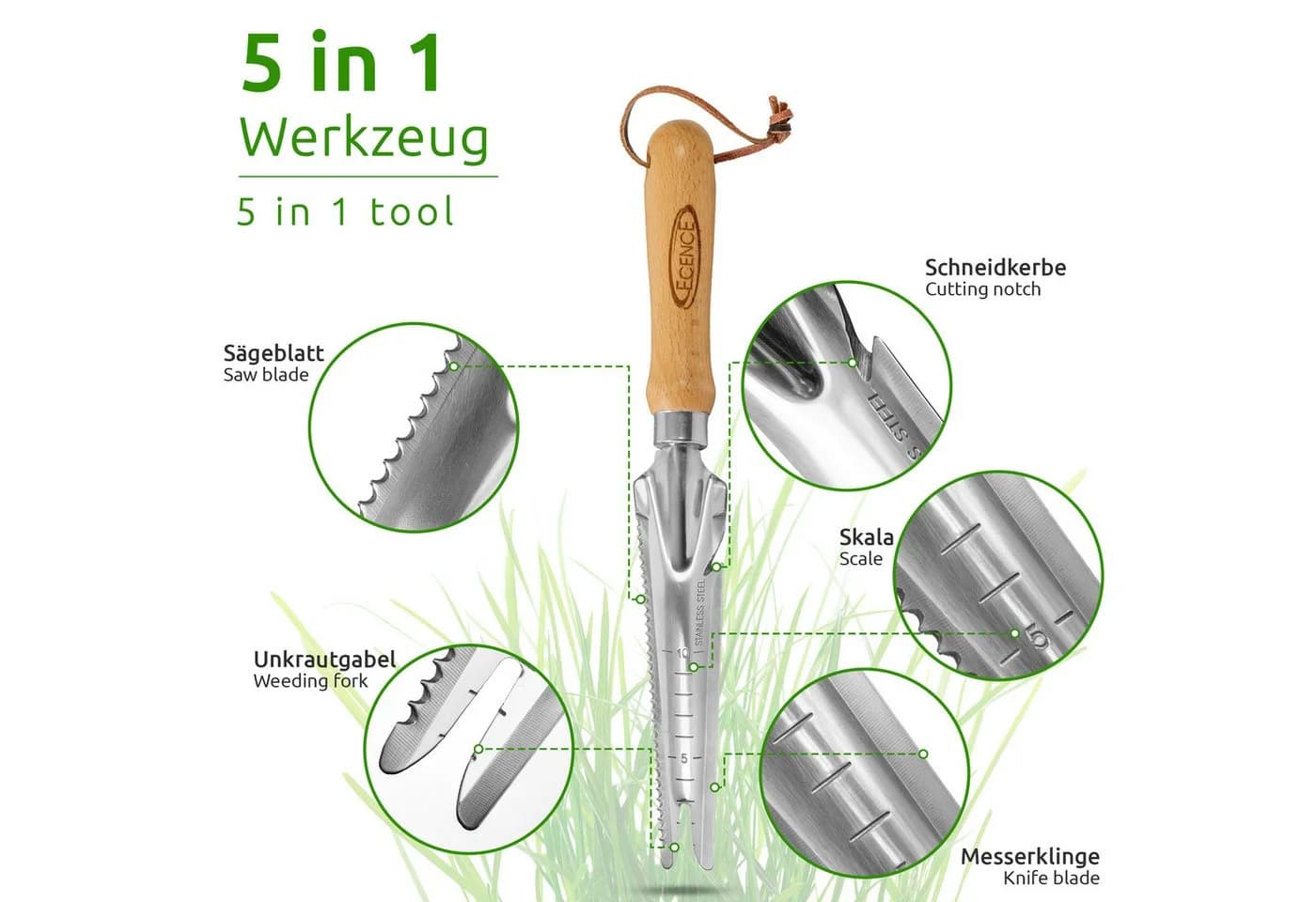 ECENCE Unkrautstecher mit Pflanzfunktion