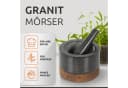 ECENCE Granitmörser mit Stößel und Akazienholz-Sockel Bild 1