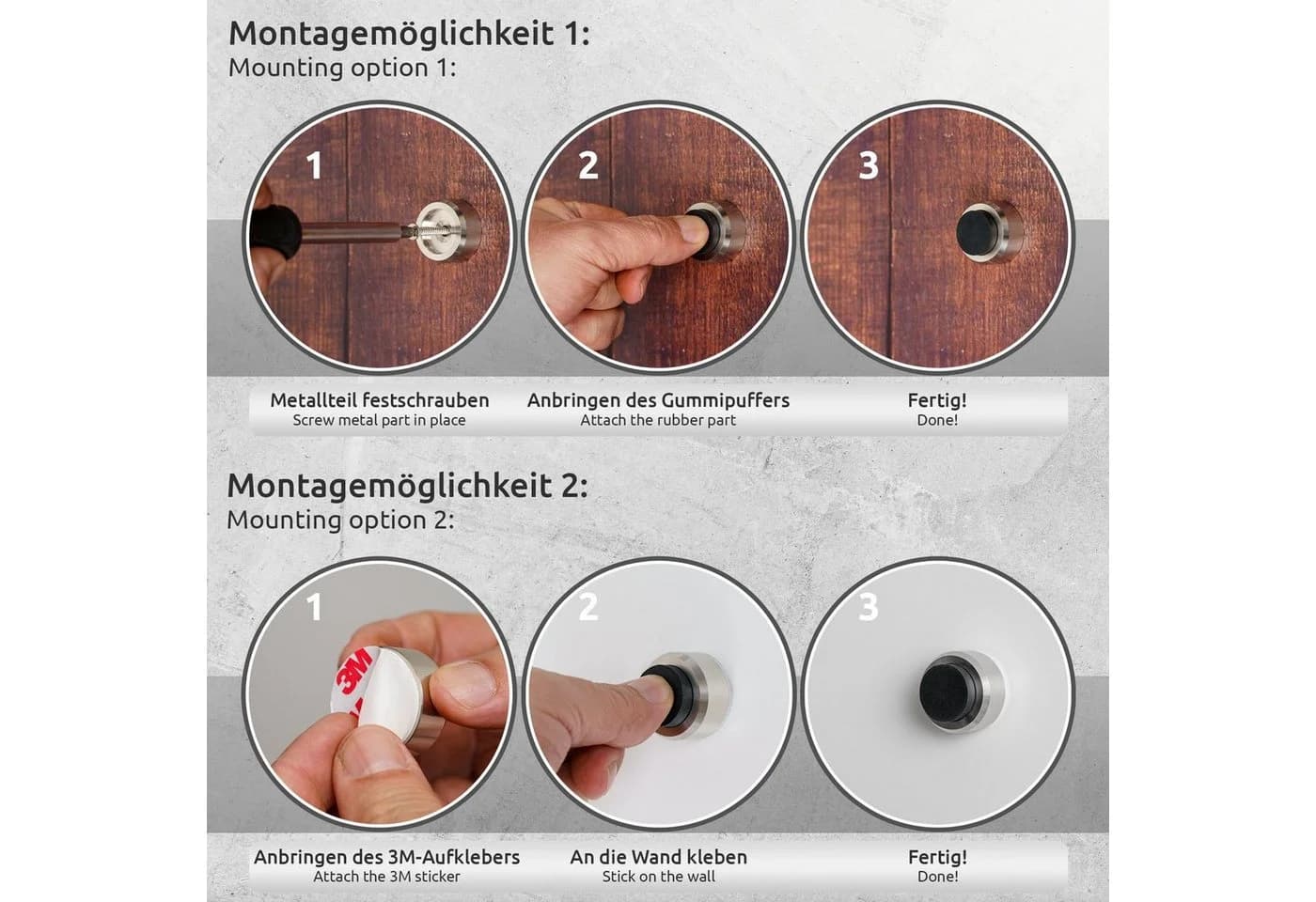 ECENCE Wandtürstopper Edelstahl mit Gummipuffer Wandschutz - Bild 3