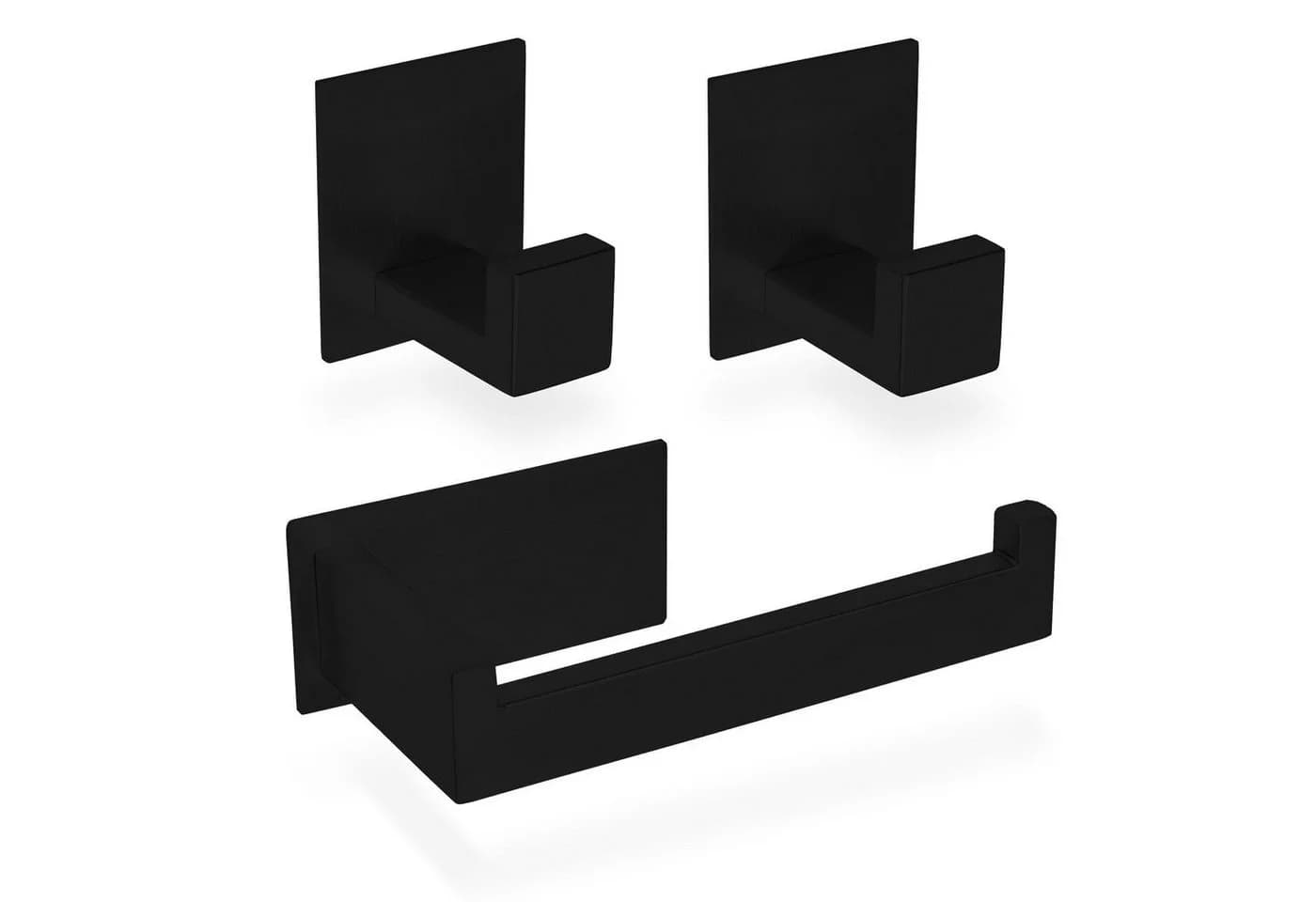 ECENCE Toilettenpapierhalter Set Schwarz Selbstklebend 3-teilig - Bild 2