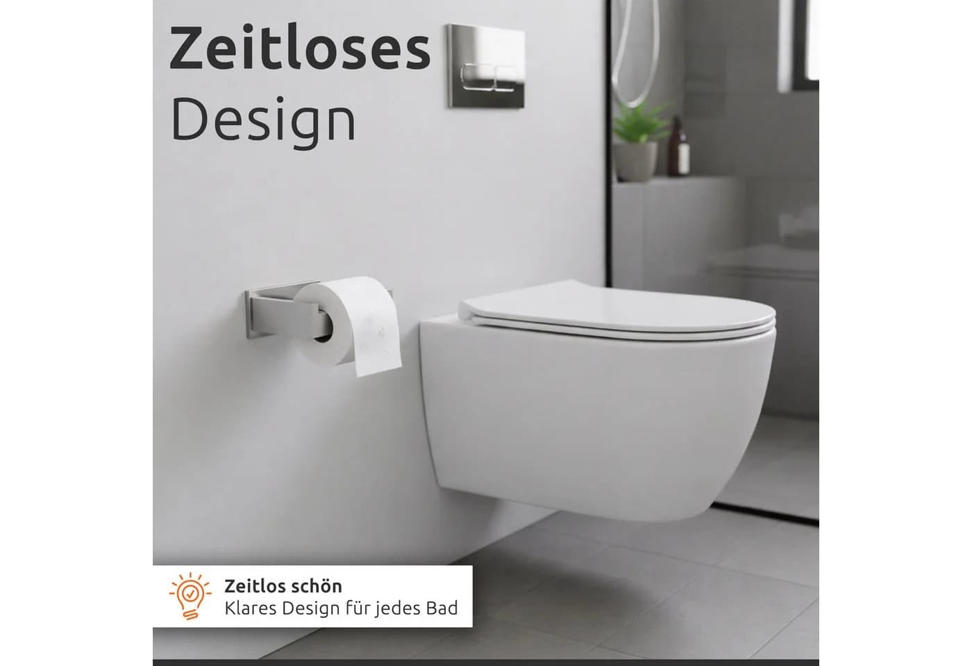 ECENCE Toilettenpapierhalter Set 3-tlg. Edelstahl Silber Selbstklebend - Bild 3