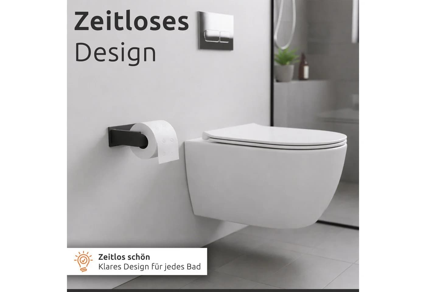 ECENCE Toilettenpapierhalter Schwarz Selbstklebend Edelstahl 304 - Bild 3