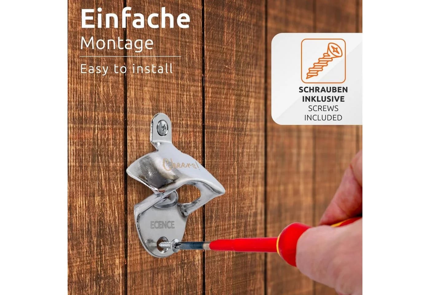 ECENCE Flaschenöffner 2er Set Wand Bieröffner Retro-Design - Bild 3